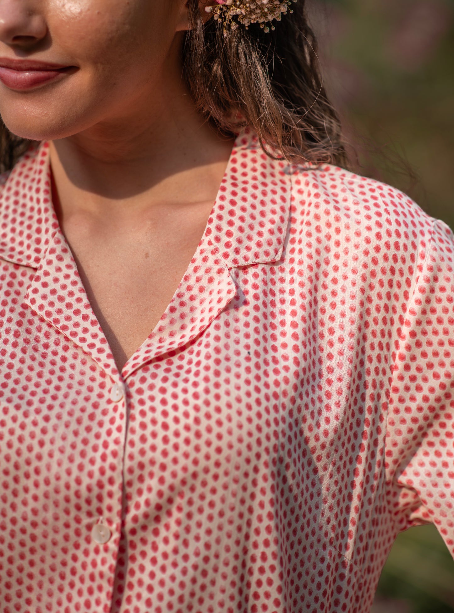 Vanessa PJ Set : Laurel Dotty Pink Voile