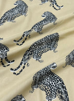 Cotton Voile  Fabric  : Leopard Black on Beige
