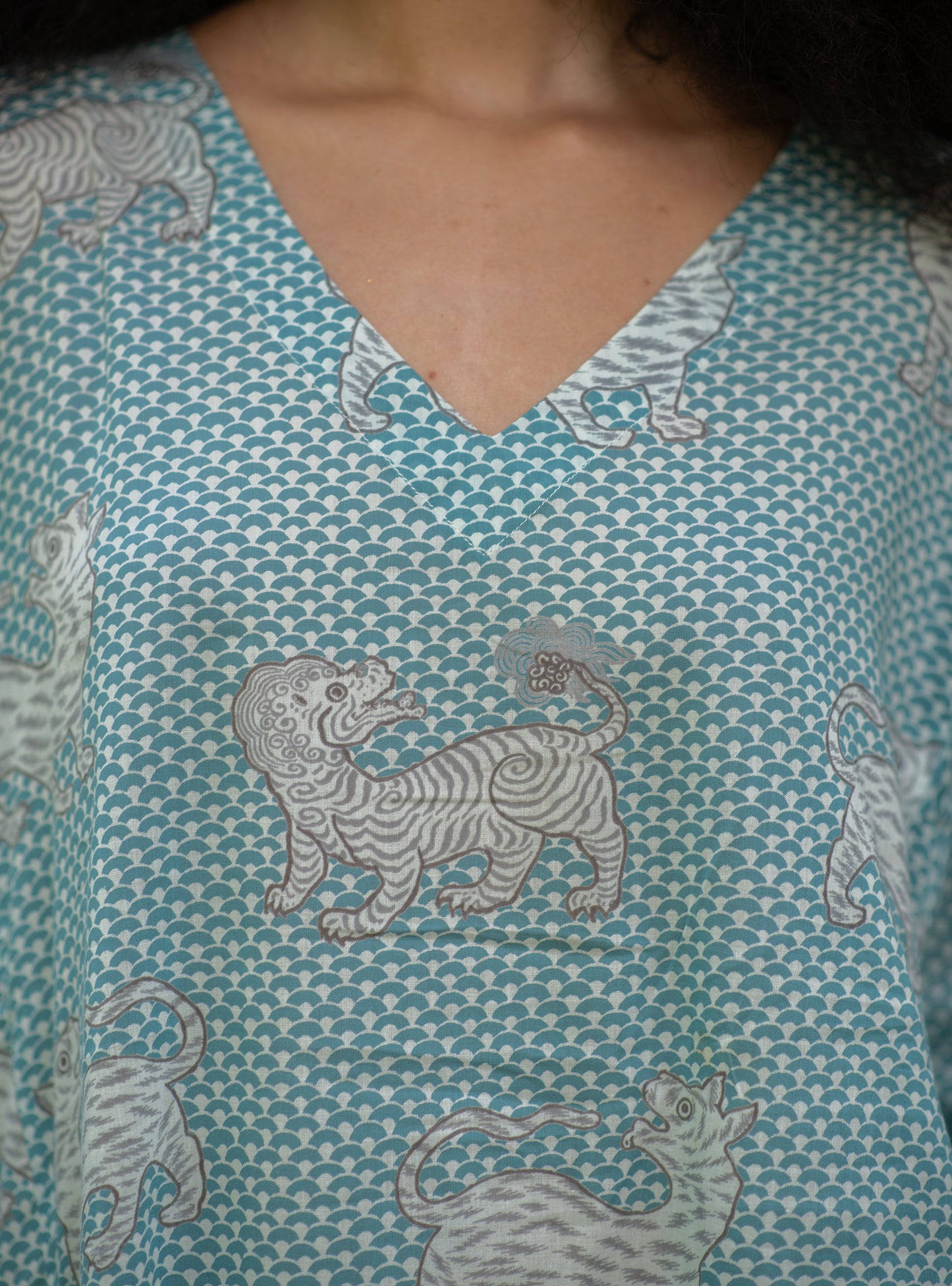 Mala Kaftan : Tiger Turq Voile