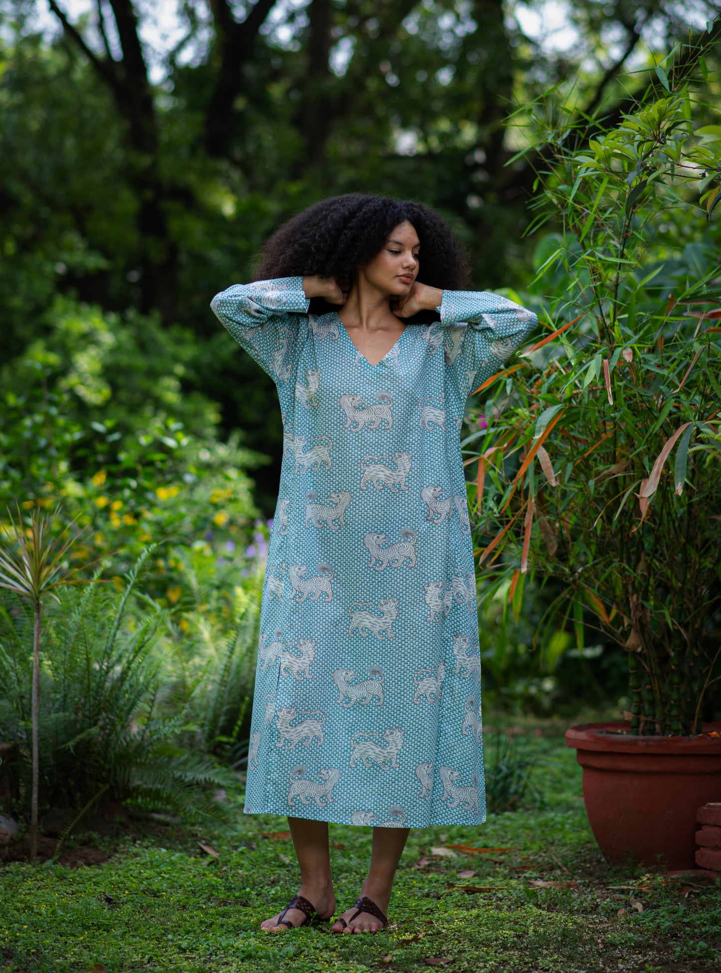 Mala Kaftan : Tiger Turq Voile