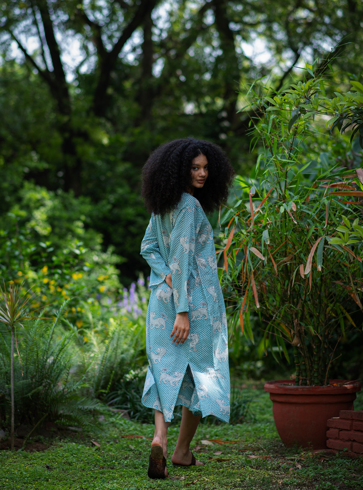 Mala Kaftan : Tiger Turq Voile