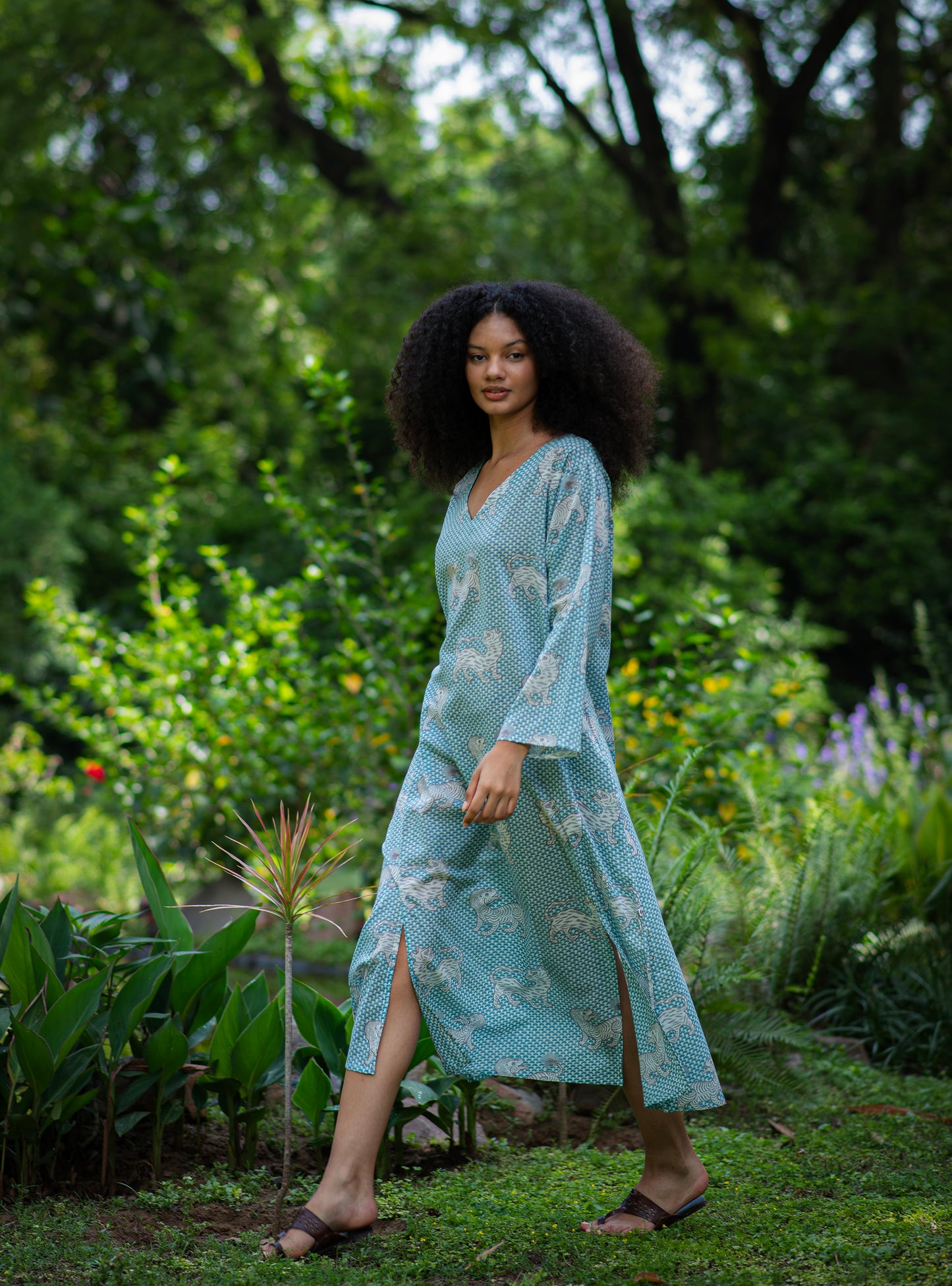 Mala Kaftan : Tiger Turq Voile