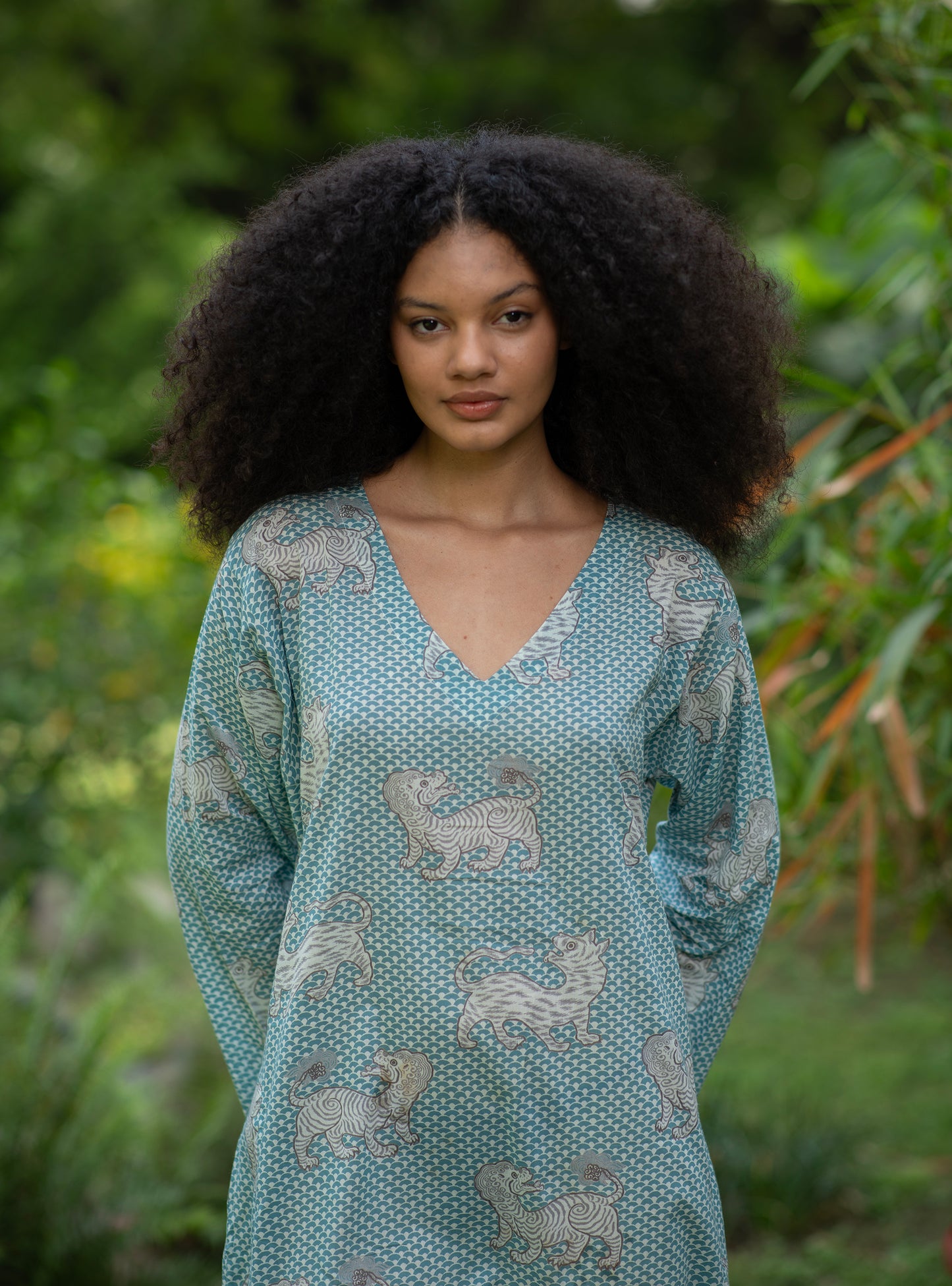 Mala Kaftan : Tiger Turq Voile