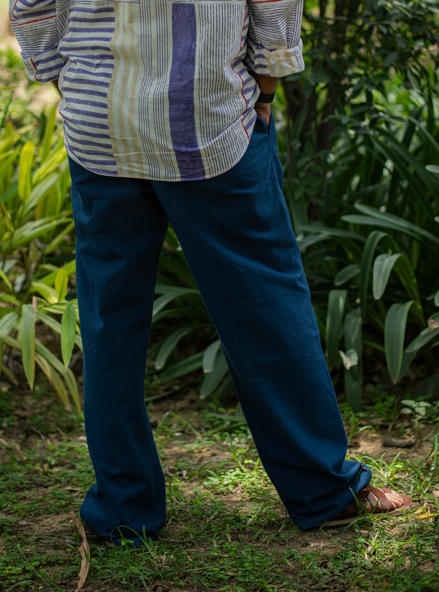 Mens House Pant : Solid Indigo Textured