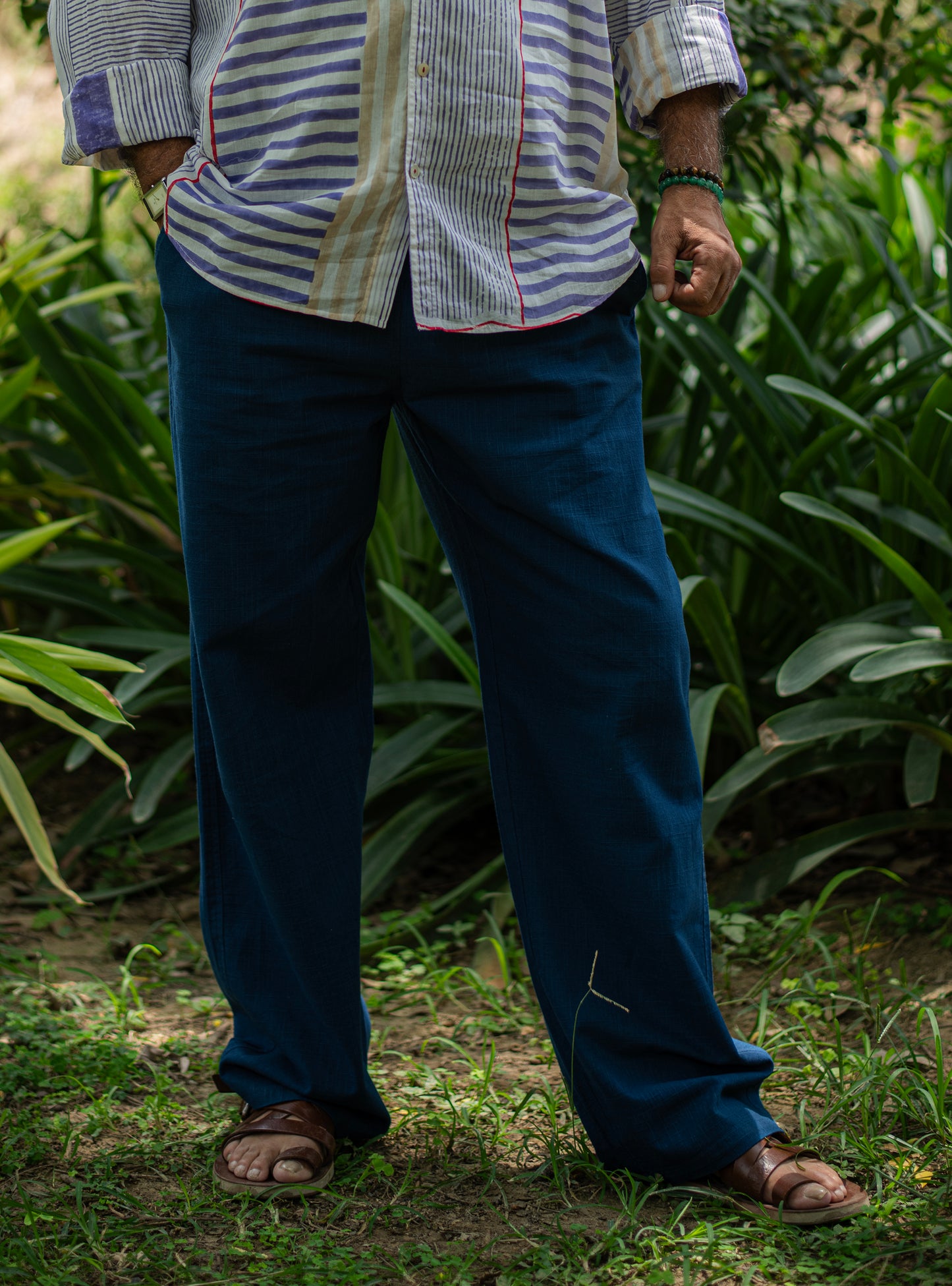 Mens House Pant : Solid Indigo Textured