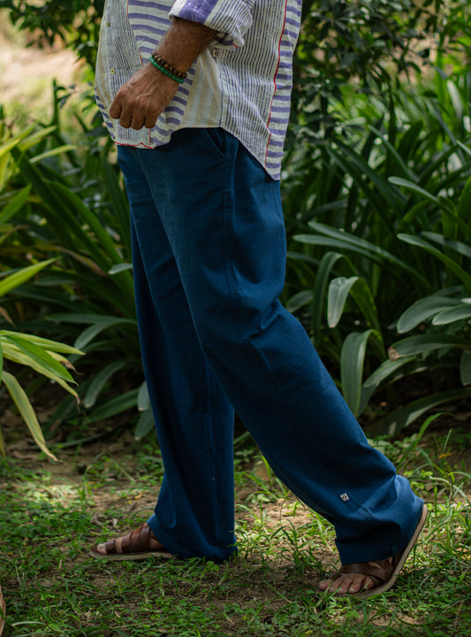 Mens House Pant : Solid Indigo Textured