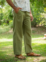 Mens House Pant : Solid Olive Textured