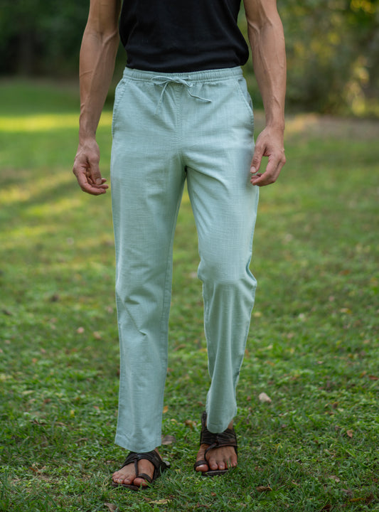 Mens House Pant : Solid Aqua Textured