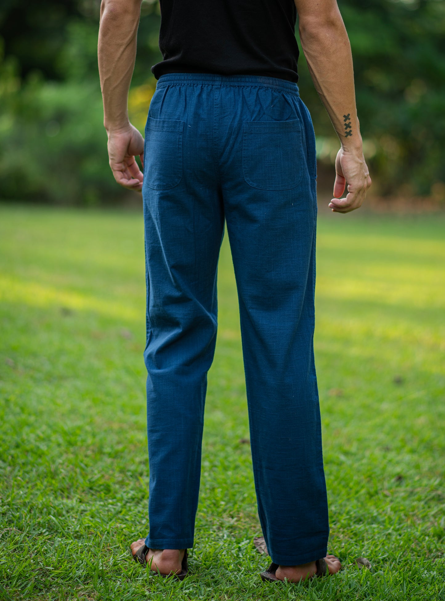 Mens House Pant : Solid Indigo Textured