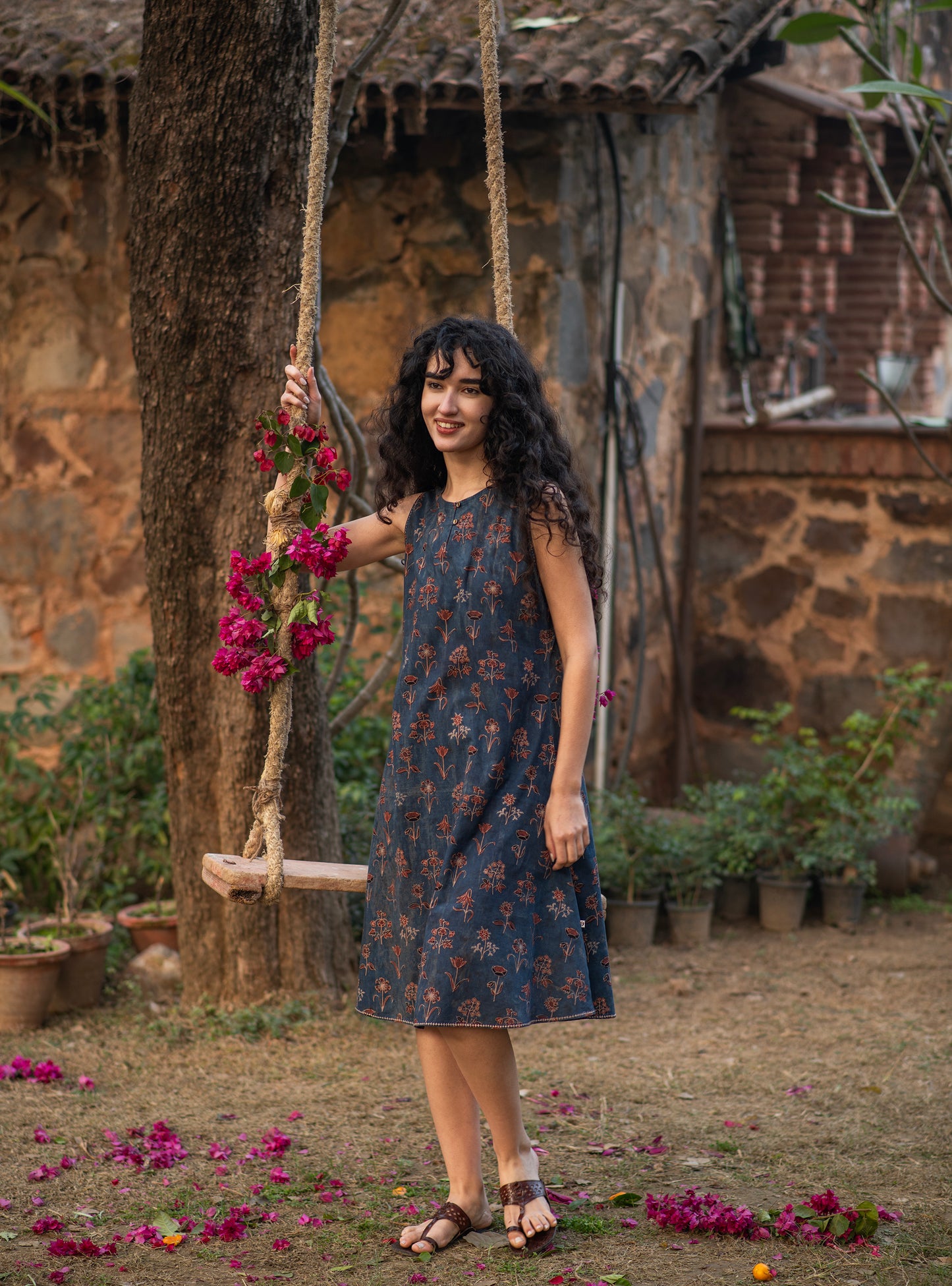 Milele Dress : Ajrakh Veena Indigo Voile