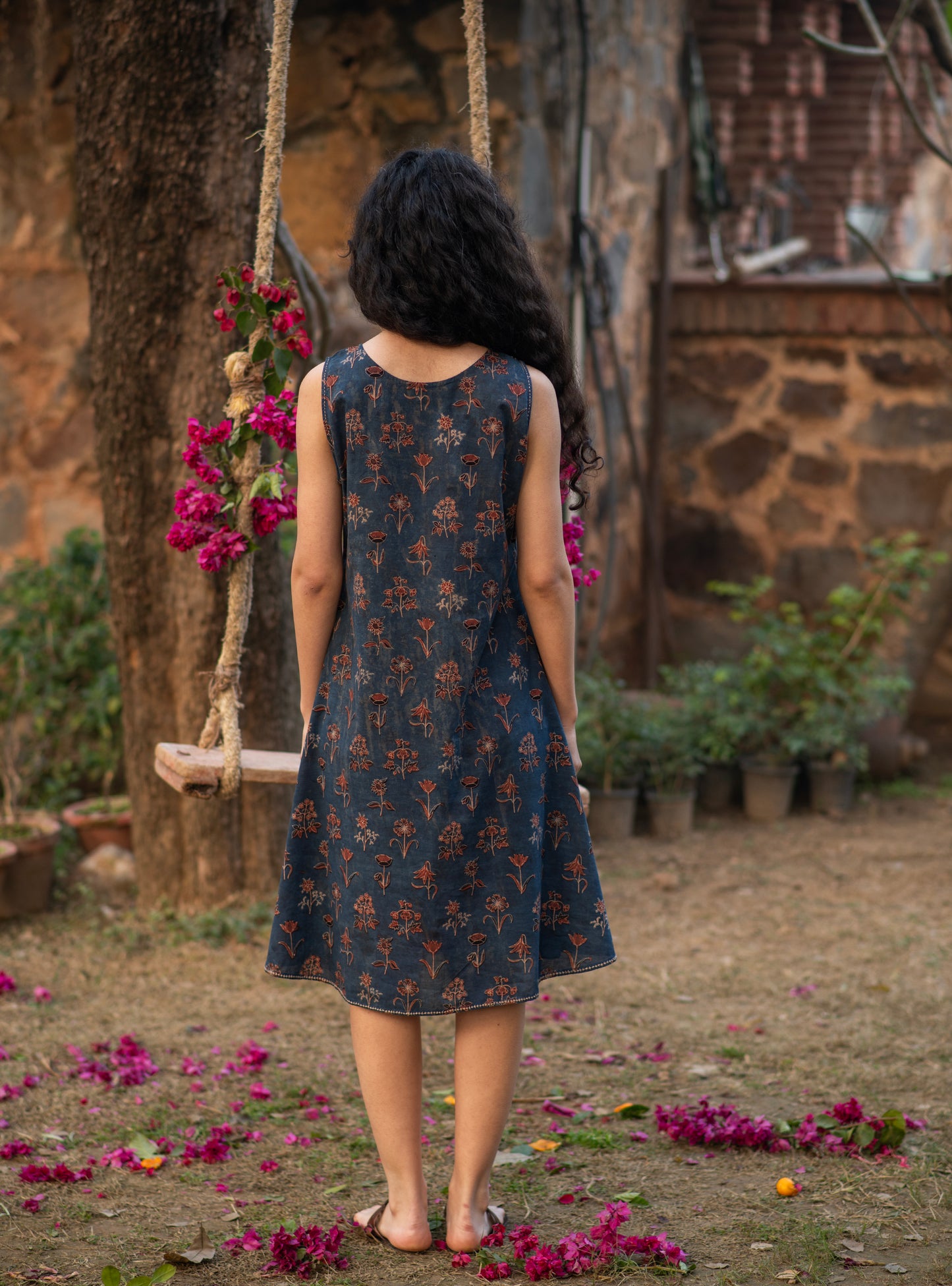 Milele Dress : Ajrakh Veena Indigo Voile