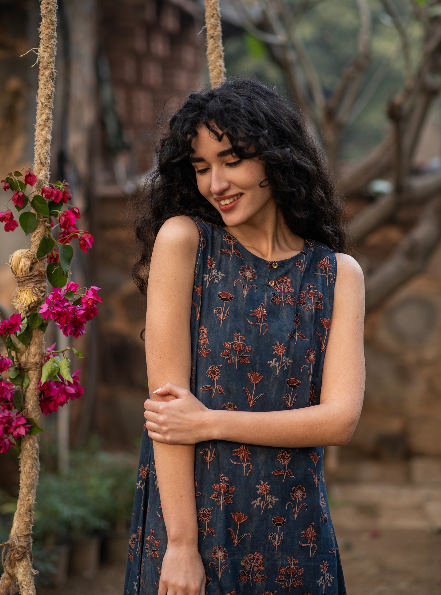Milele Dress : Ajrakh Veena Indigo Voile