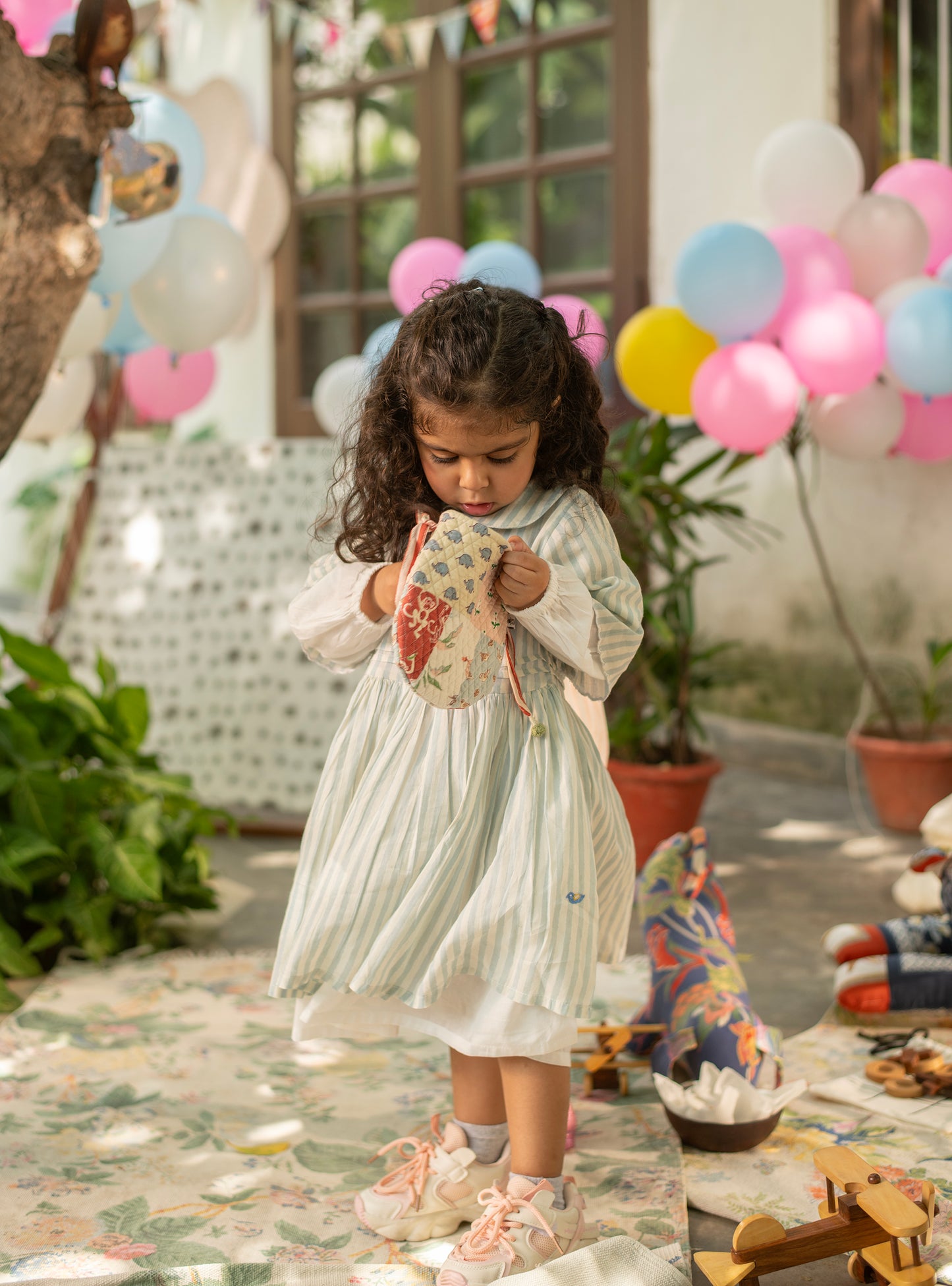 Mio Dress Lemur : Blue & Blush Voile