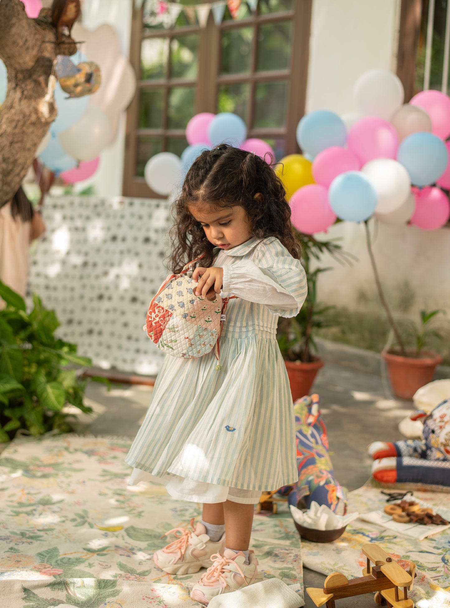 Mio Dress Lemur : Blue & Blush Voile