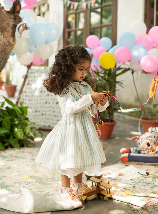 Mio Dress Lemur : Blue & Blush Voile