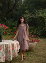 Balloon Dress : Solid Mocha Slub