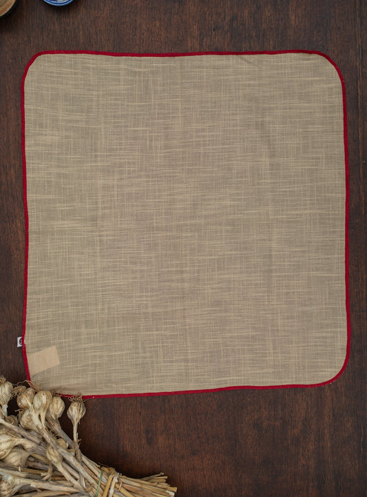 Napkin With Thread Overlock Set of 6 : Beige with Chilli Slub