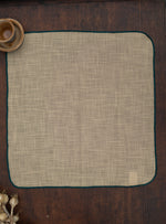 Napkin With Thread Overlock Set of 6 : Beige with Emerald Slub