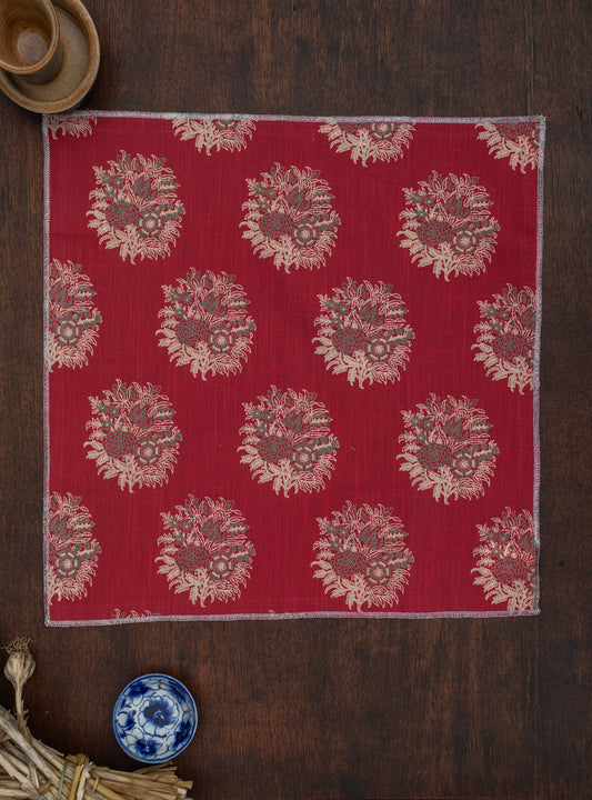 Napkin With Zari Overlock Set of 6 : Gulab Chilli Textured