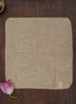 Napkin With Thread Overlock Set of 6 : Beige with Coffee Slub