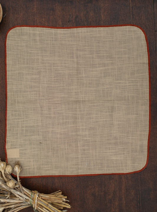 Napkin With Thread Overlock Set of 6 : Beige with Rust Textured