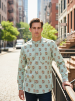 Nehru Shirt : Alyssa Blue Slub