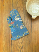 Printed Oven Mitt : Bird Blue Canvas