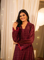 Heba Dress : Burgundy Maheshwari