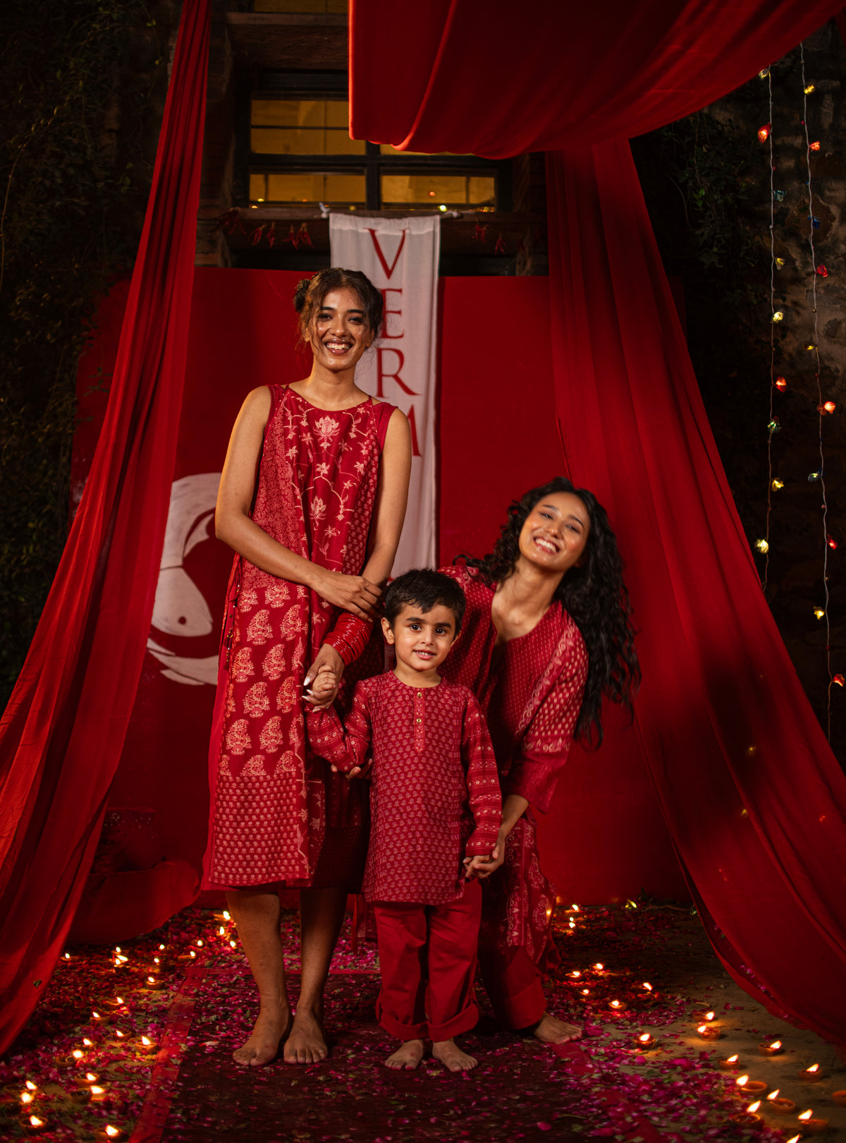 Over Dress : Vermillion Red Chanderi