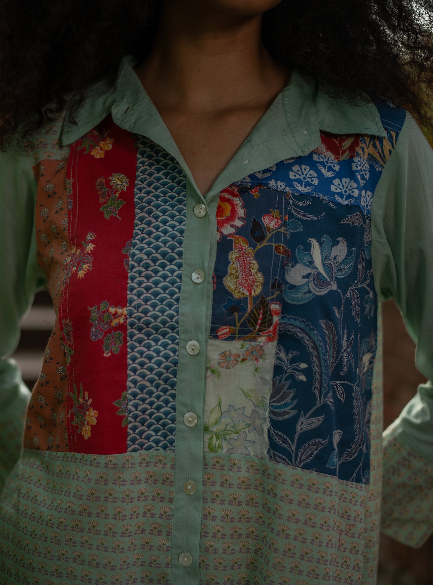 PW Long Shirt : Kamal Booti Mint Voile