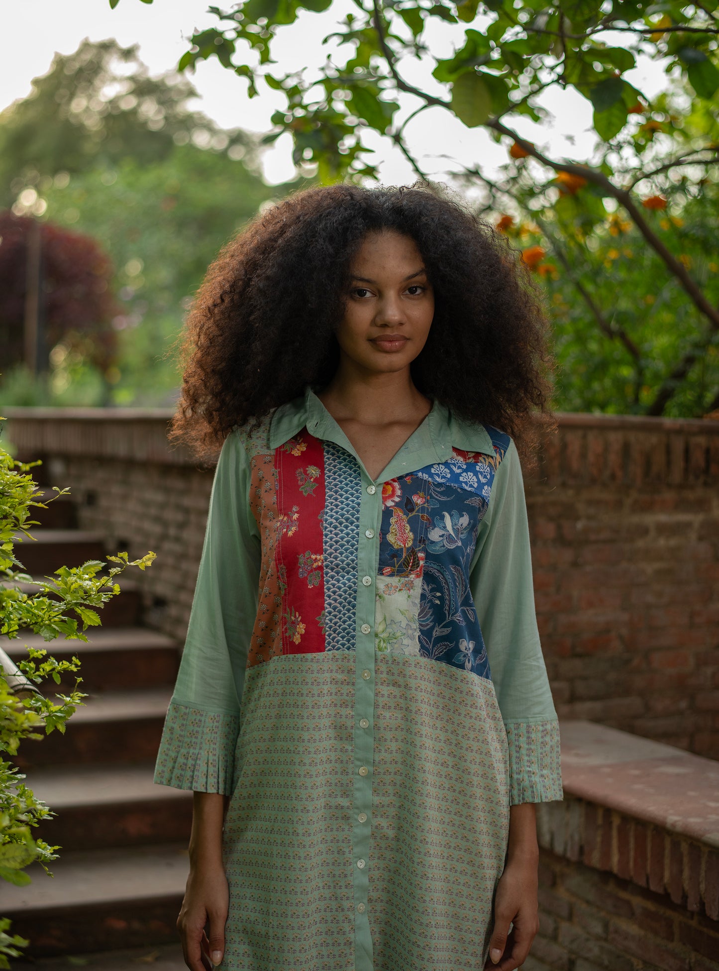 PW Long Shirt : Kamal Booti Mint Voile