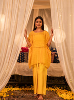 Palace Pant : Solid Haldi Cotton Satin