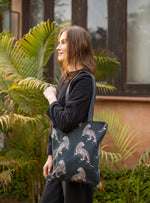 Palak Tote : Leopard Grey Duck Canvas