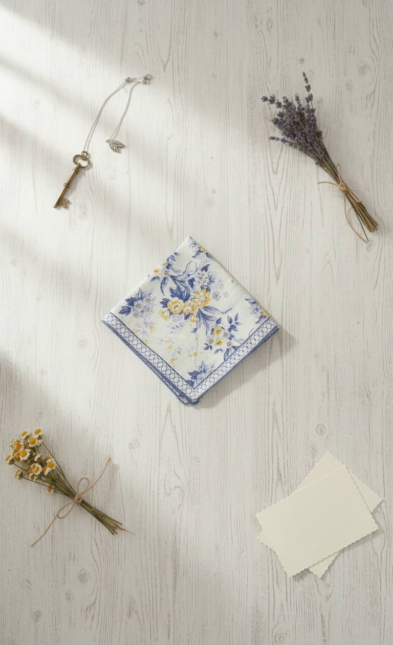 Printed Napkin Set of 6 : Palmeros Navy Sheeting OD