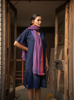 Patteda Anchu Handspun Eco Friendly : Dyed Stole Blue & Red