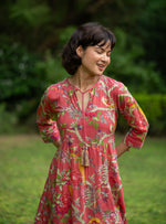 Patti Dress : Bird Coral Voile