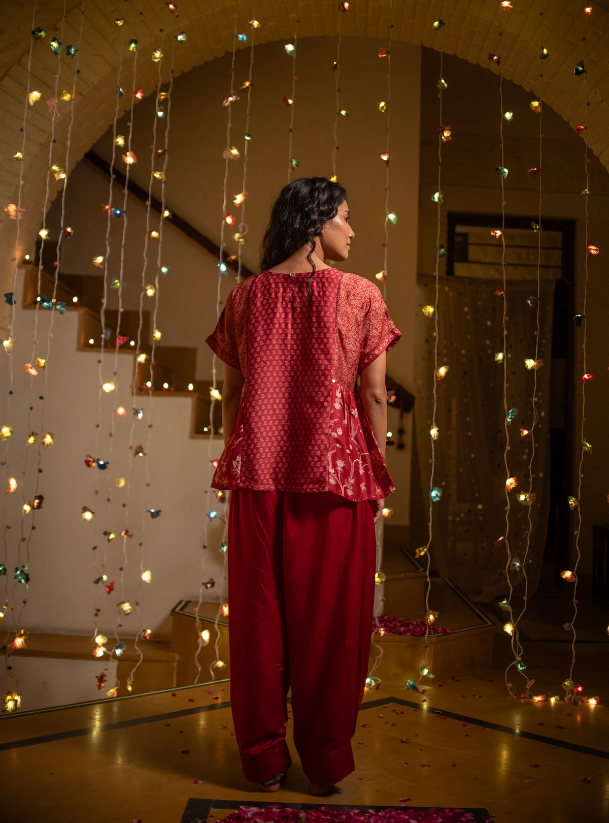 Phool Top : Vermillion Red Chanderi