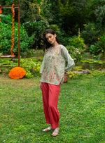 Pinch Cuff Pant : Solid Coral Slub