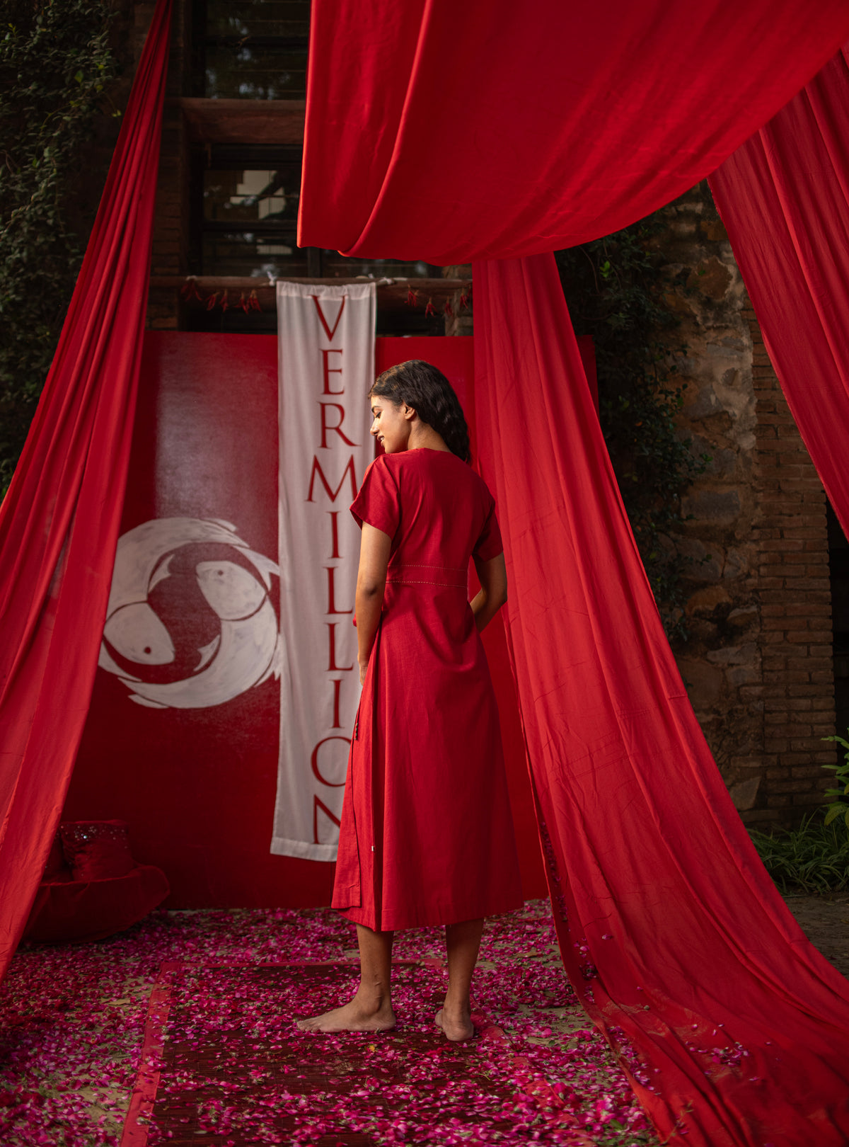 Pocket Wrap Dress : Crimson Slub
