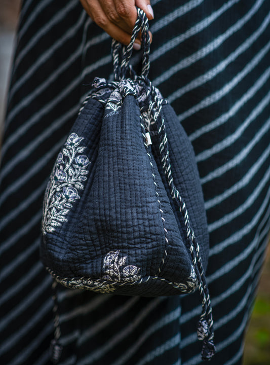 Potli Bag : Rosa Buti Black Voile