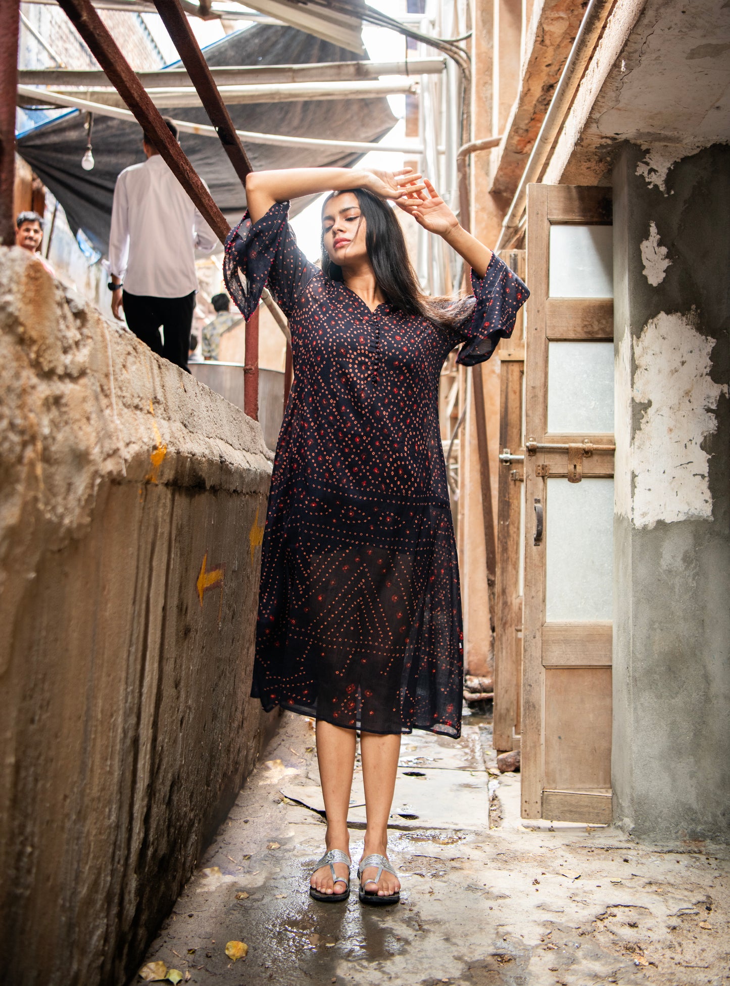Potli Kaftan : Bandhani Voile