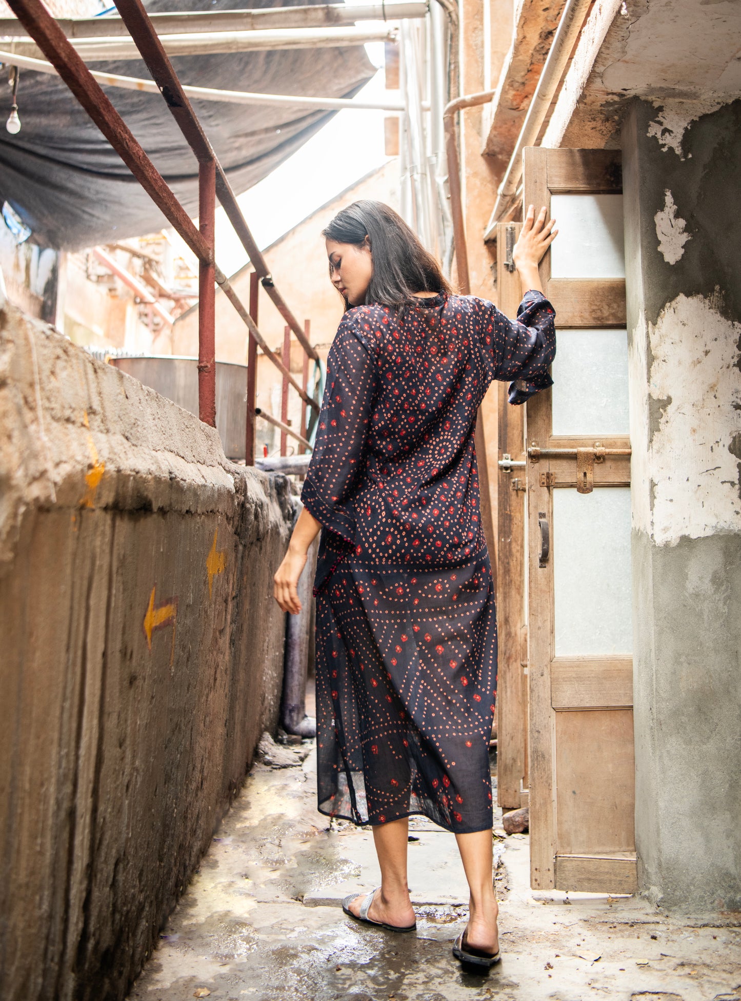 Potli Kaftan : Bandhani Voile