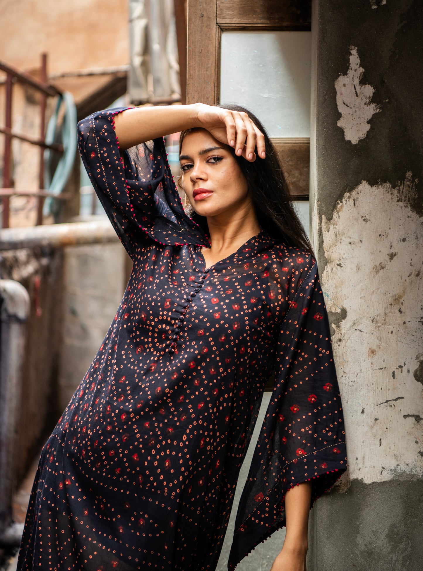 Potli Kaftan : Bandhani Voile