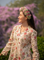 Vanessa PJ Set : Primrose Floral Beige Voile