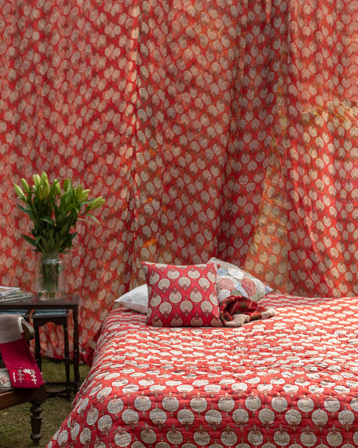 Printed Curtain : Shahi Red Linen