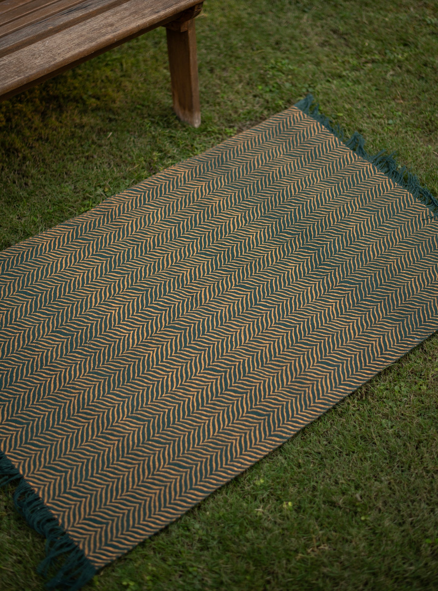 Printed Rug Reversible : Garden Emerald Handloom