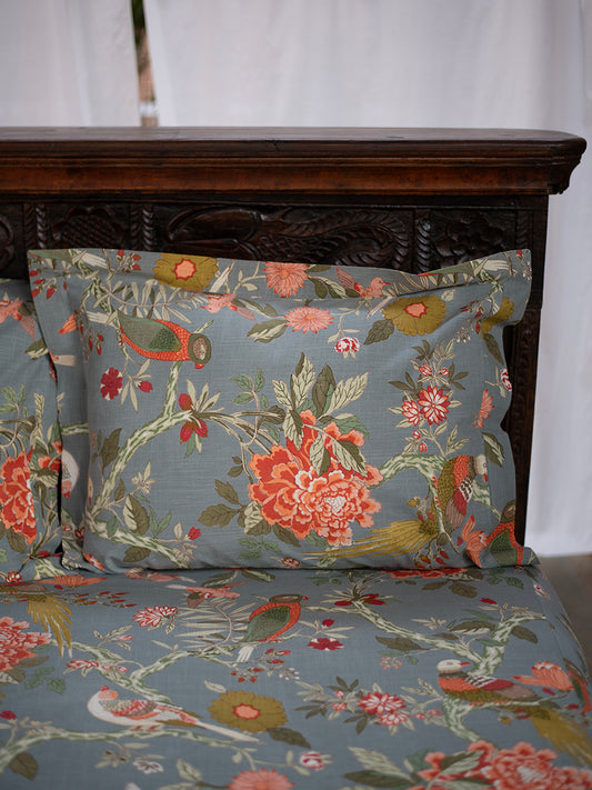 Printed Pillow Cover Reversible : Bird Manosque Sheeting
