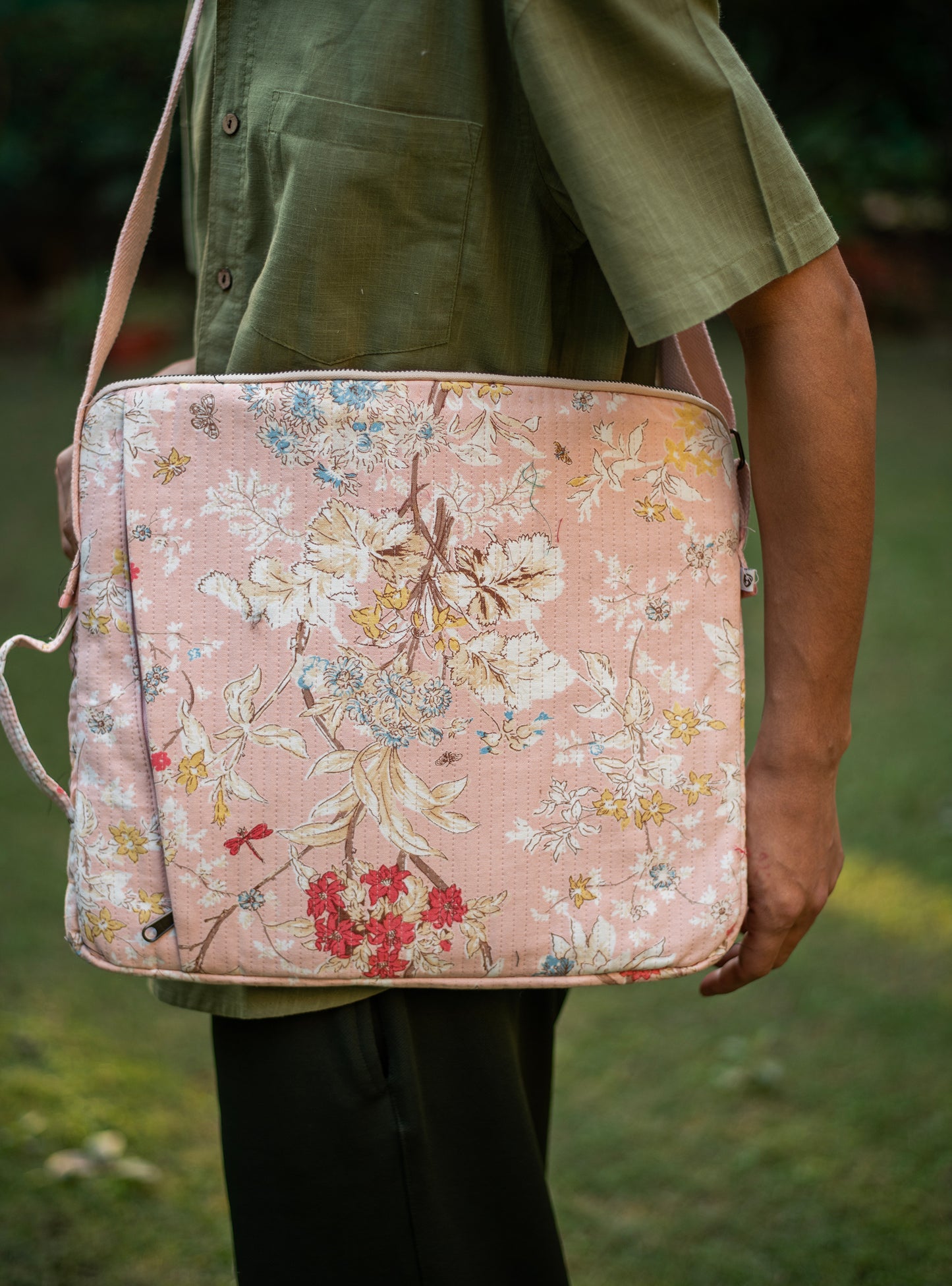 Quilted Laptop Bag : Sardinia Grapefruit Canvas