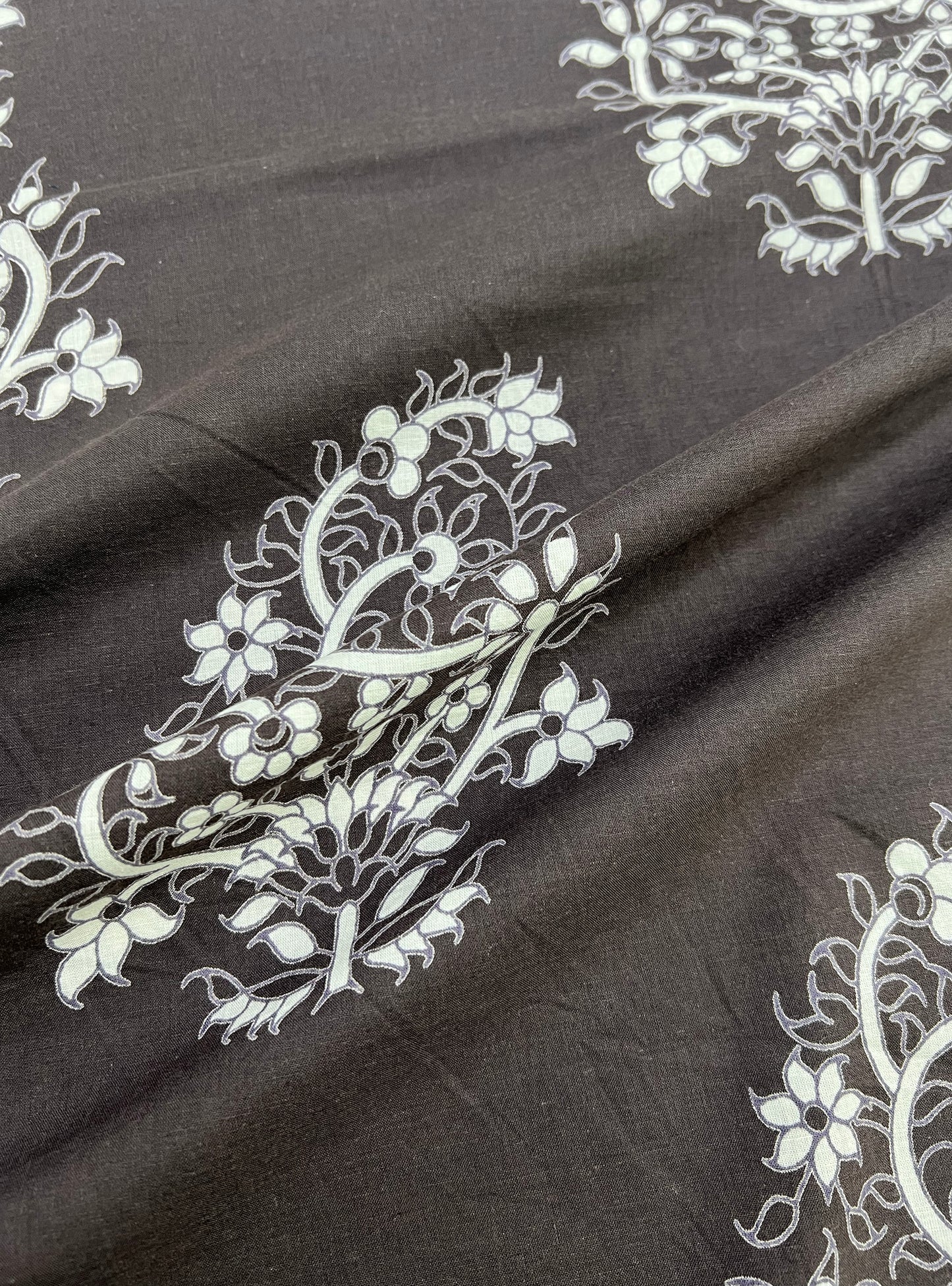 Cotton Cambric Fabric  : Paisley Buti Coffee