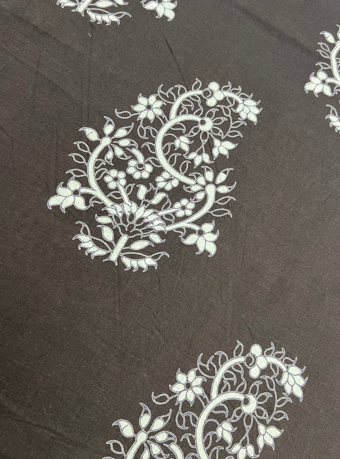 Cotton Cambric Fabric  : Paisley Buti Coffee